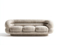 Divano lineare - tessuto strutturato - 232x94x76 cm - beige sabbia - stile contemporaneo
