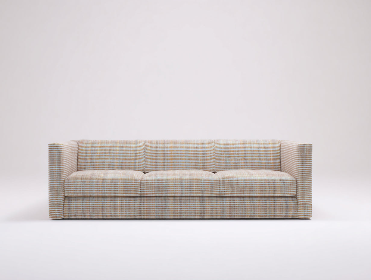 Divano lineare - tessuto intrecciato - 238x96x78 cm - beige chiaro-marrone chiaro-grigio chiaro - stile moderno