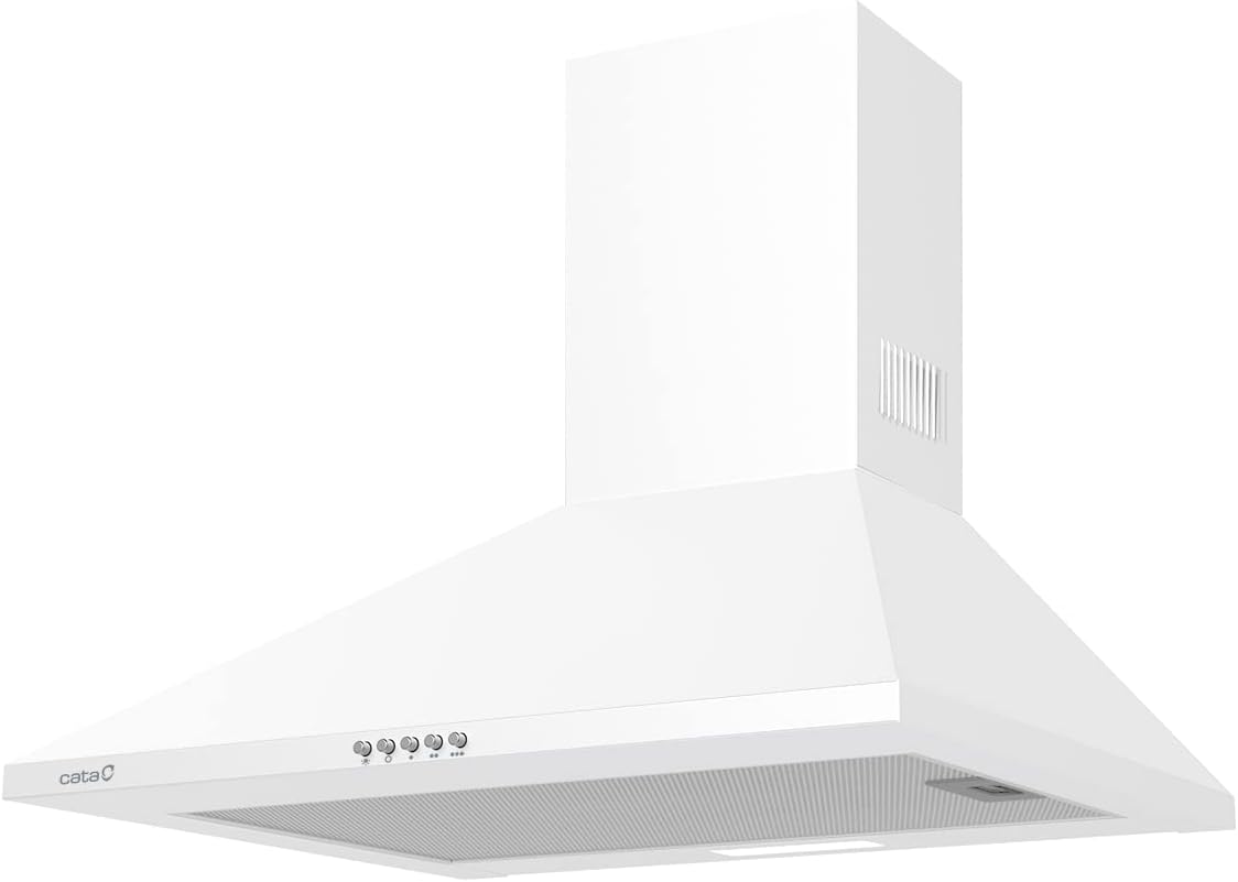 CATA OMEGA II 600 WH cappa aspirante decorativa - Larghezza 60 cm con 3 livelli di estrazione - Installazione a parete per ventilazione cucina - Bianca 50 x 50 x 28 cm peso 5 kg