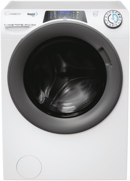 Candy RapidÓ PRO RP4 476BWMR 1-S lavatrice Slim - Capacità 7 kg e centrifuga 1400 giri - Motore inverter con vapore attivo e programma acqua dura - Bianca profondità 45 cm