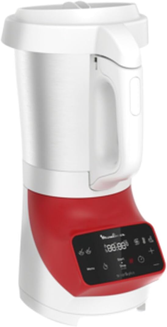 Moulinex Soup e Plus frullatore zuppa maker 1100 W - Ciotola 2 L e lame in acciaio inox - Tre programmi automatici e modalità manuale - Rosso con touch screen Made in France
