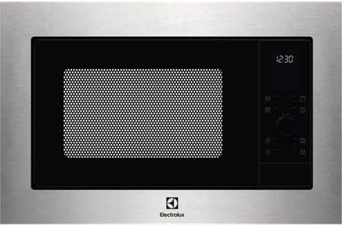 Forno microonde da incasso 25 L - Funzione grill per cottura e riscaldamento - Touch Control con piatto girevole e griglia - Argento con acciaio inox e vetro