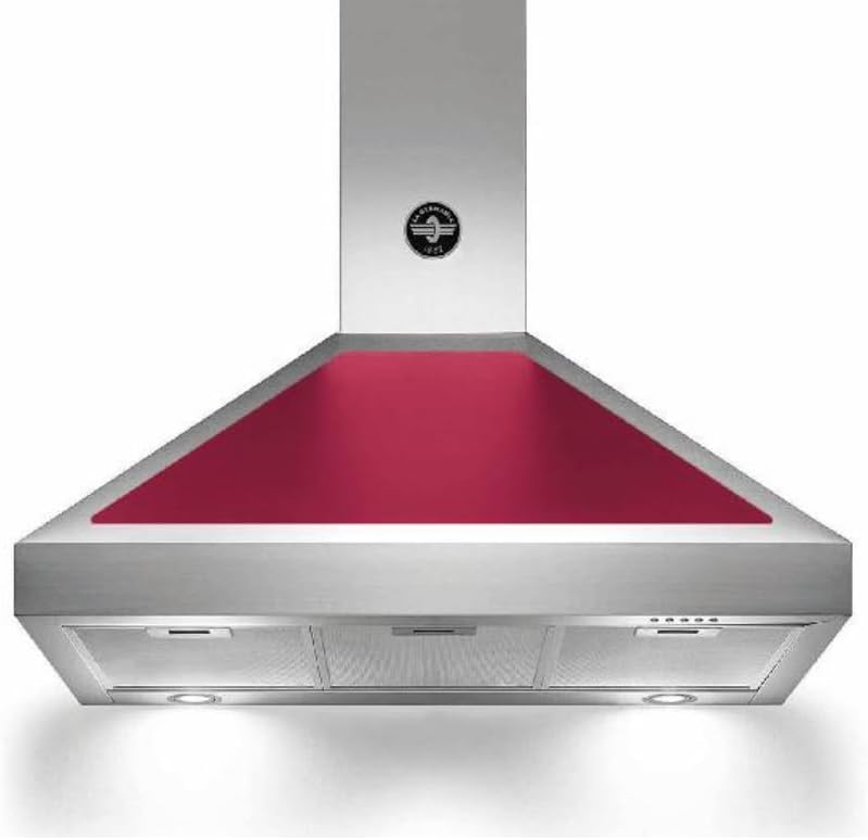 K90AMHVIA 19 Cappa aspirante a parete 90 cm - Classe A con flusso aria 800 m3 h - Struttura in acciaio inossidabile - Rossa con rumorosità dichiarata di 65 dB