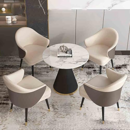 Set tavolo da pranzo rotondo con sedie - Per soggiorno ufficio e zona ricevimento - Mobili funzionali per spazi moderni - Colore marrone