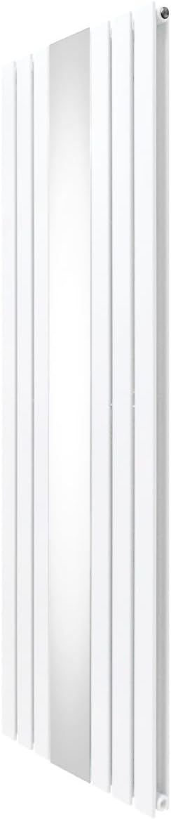 Monster Shop radiatore verticale con specchio 1800 x 565 mm - Doppia colonna in acciaio al carbonio - Montaggio a parete con kit e staffe - Bianco peso 48,4 kg