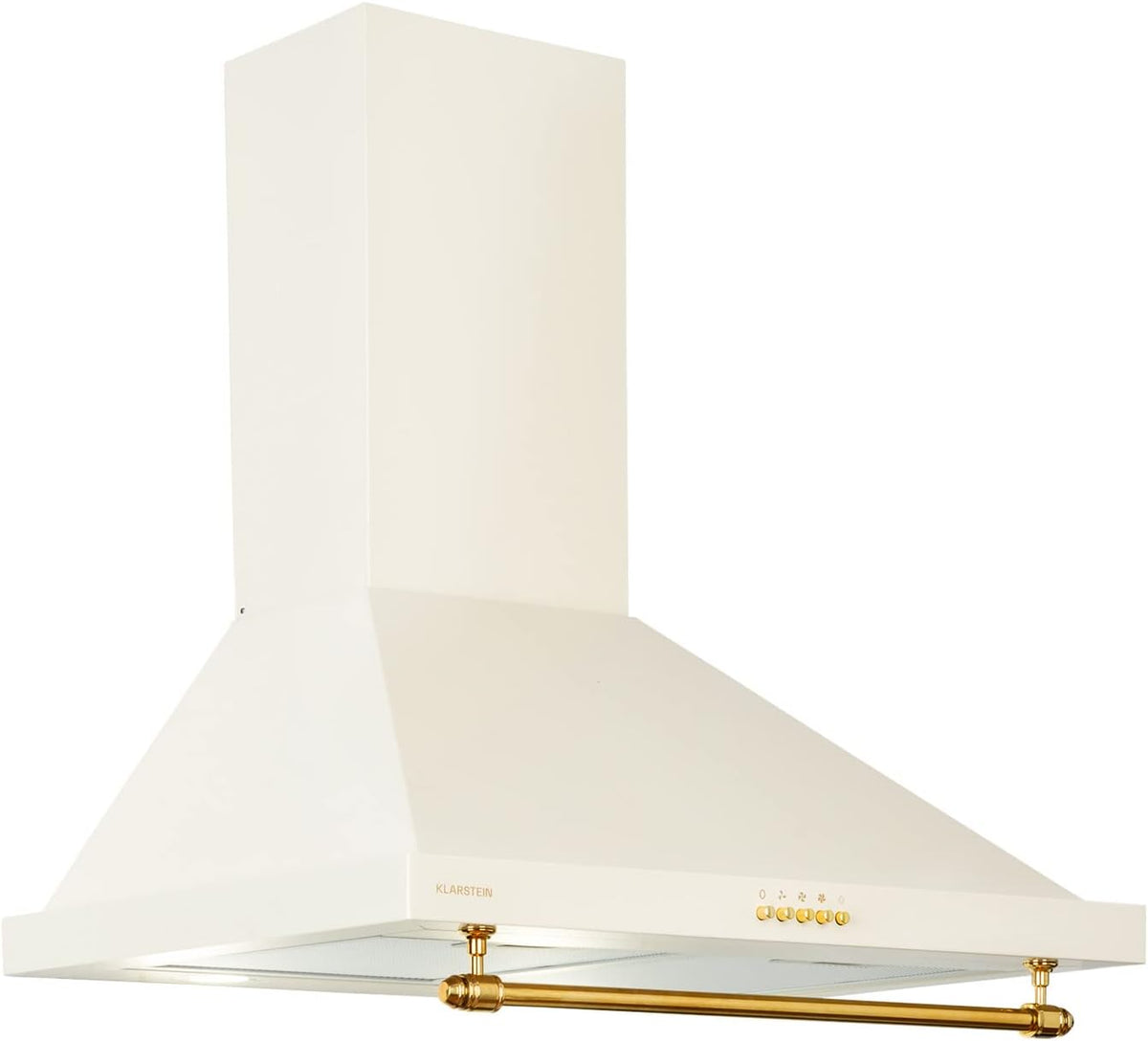 Klarstein cappa aspirante a parete 60 cm - Portata aria 591,5 m3 h con filtro - Struttura in acciaio inox con rack utensili e LED - Crema 60 x 50 x 32 cm Classe A