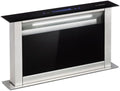 Klarstein Royal Flush Eco Cappa aspirante a scomparsa 60 cm - Classe A più con flusso aria 576 m3 h - Touch To Slide e LED - Acciaio inox vetro nero con rumorosità 51 dB