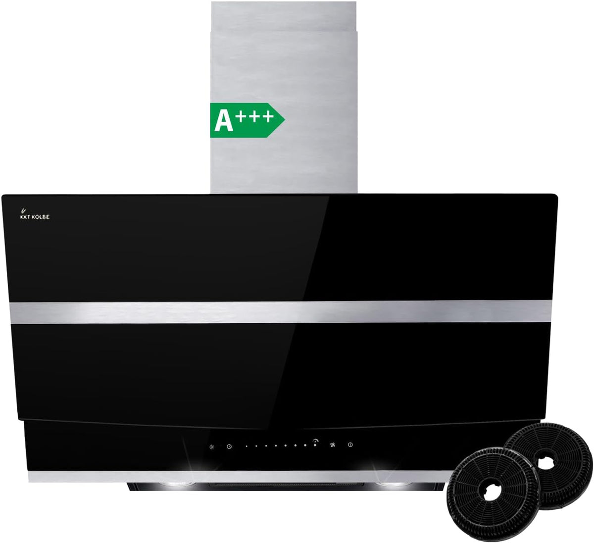 HERMES8005S Cappa aspirante inclinata 80 cm - Flusso aria fino a 782 m3 h - Controllo touch e spegnimento automatico - Nero argentato per installazione a parete in cucina