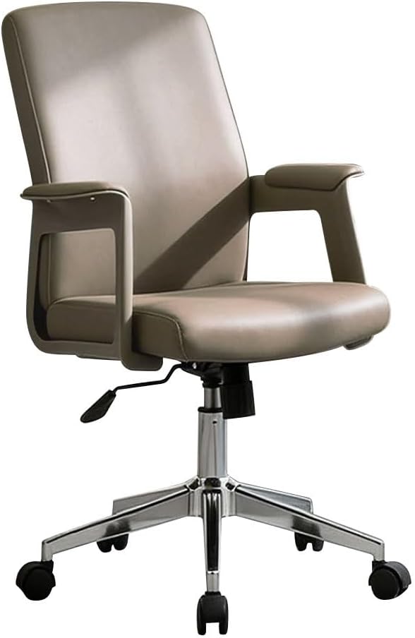 YCKEGEW - Poltrona da ufficio ergonomica in pelle color kaki - Schienale reclinabile fino a 135 gradi con ruote - Sedia direzionale 70 x 41 x 56 cm