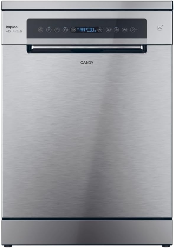 Candy Rapido CF 6B4S1PX lavastoviglie - 16 coperti con 10 programmi e motore inverter - Wash e Dry 35 minuti e avvio fino a 24 ore - Inox 59,7 x 59,8 x 85 cm 44 dB