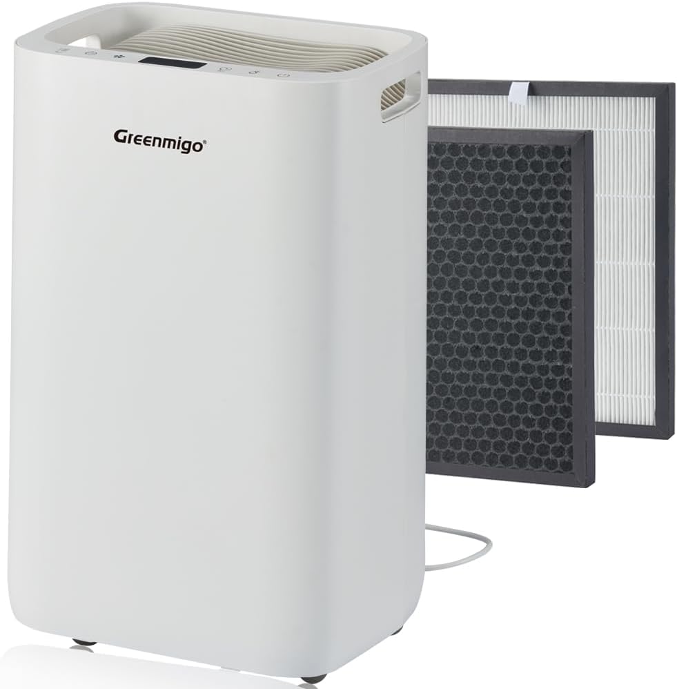 ALPHA Q20 - Deumidificatore e purificatore d aria 2 in 1 da 20 L al giorno - Filtro HEPA e carbone attivo fino a 65 m2 - Serbatoio 4.5 L con Timer 24 ore