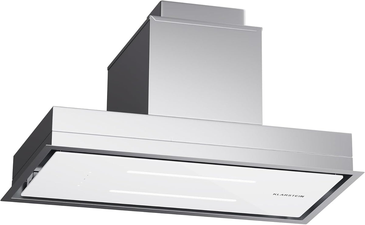 Klarstein cappa aspirante a parete 77 cm - Portata aria 410 m3 h con funzionamento silenzioso - Filtro alluminio lavabile e controllo touch - Bianca con illuminazione LED