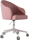 YCKEGEW - Sedia da ufficio girevole regolabile rosa - Schienale curvo con cuscino in pelle imbottito e braccioli - Modello moderno per camera e computer