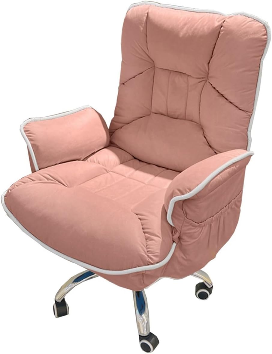 Sedia ufficio grande ergonomica - Schienale alto con supporto lombare - Girevole regolabile con cuscino seduta imbottito - Rosa taglia A per computer