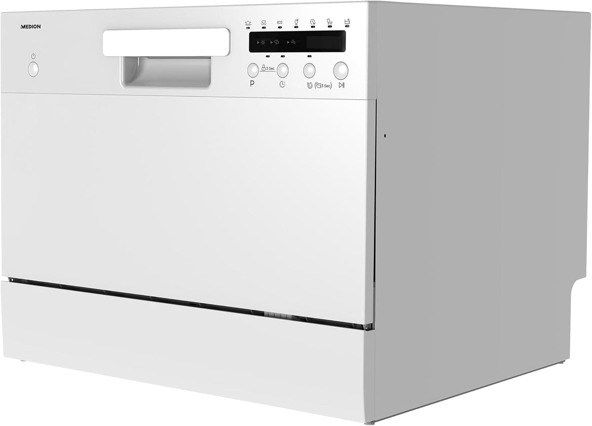 MEDION MD 37496 Mini lavastoviglie 6 coperti - 6 programmi con modalità ECO - Display LED e struttura compatta - Bianca 44 x 55 x 50 cm a libera installazione 47 dB