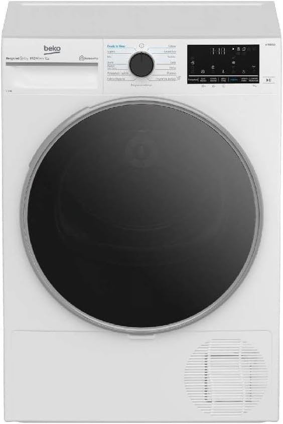 Beko BT96DBS Asciugatrice 9 kg - Classe A con motore Inverter Linea Beyond - WiFi e display digitale XL - Bianca con oblò nero a carica frontale peso 49,5 kg