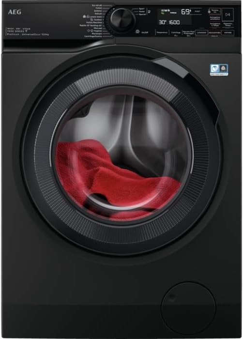 AEG LWR7BLACK Lavasciuga a libera installazione - Carica frontale Classe D - Controllo digitale con 26 cicli opzionali - Nera per lavaggio e asciugatura domestica