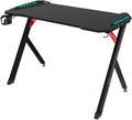 Scrivania gaming - 113 x 60 x 75 cm con illuminazione LED RGB - Piano in fibra di carbonio e gestione cavi - Struttura nera moderna per postazione computer