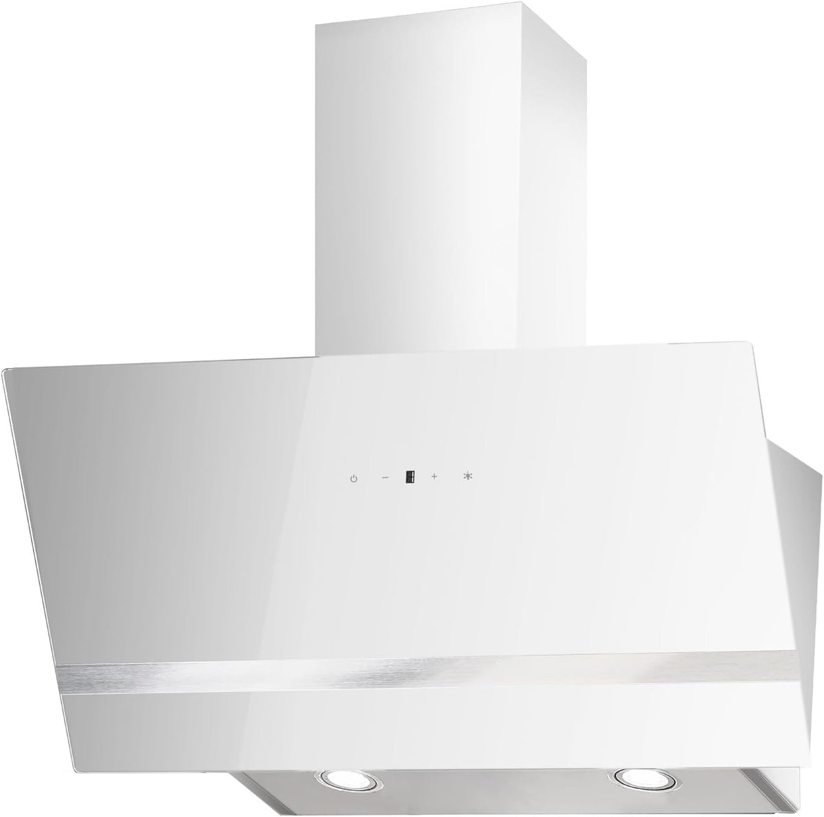 Respekta CH24080WM cappa aspirante inclinata 80 cm - Espulsione e ricircolo con filtro grasso e timer - Struttura in metallo e vetro - Bianca 79,5 x 38,5 x 74,2 cm 52 a 63 dB
