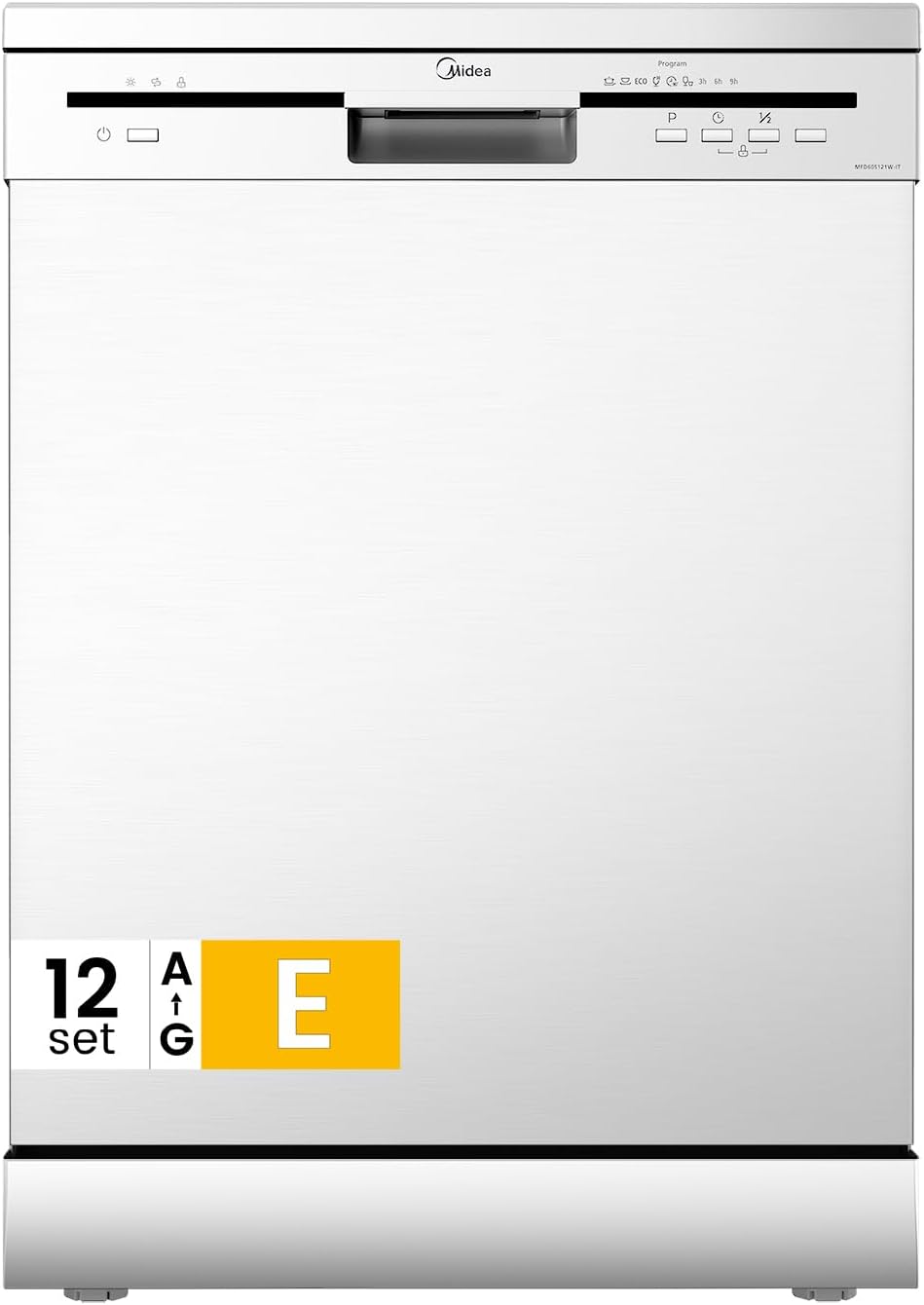 Midea MFD60S121W IT Lavastoviglie 12 coperti - Libera installazione 60 cm con 6 programmi - Mezzo carico partenza ritardata e blocco bambini - Bianca 84,5 x 59,8 x 60 cm 49 dB