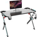 Scrivania gaming - 113 x 60 x 75 cm con piano in fibra di carbonio ABS - Illuminazione LED RGB nero e rosso - Base in lega di alluminio per computer