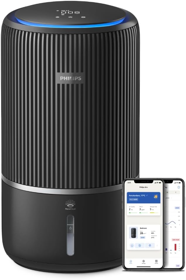 Philips Serie 3400 AC3421 13 purificatore e umidificatore 2 in 1 - CADR 300 m3 ora per 78 m2 - HEPA NanoProtect e carboni attivi - Umidificazione 650 ml ora
