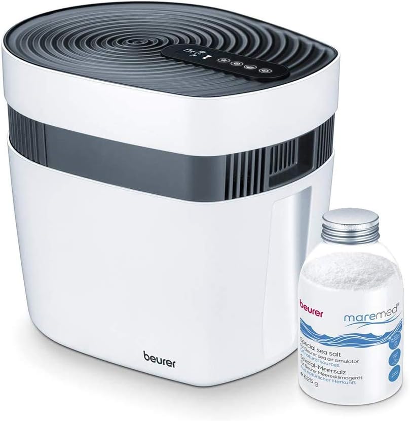Beurer Maremed - Dispositivo per clima marino domestico con serbatoio 6 L - Filtro per purificazione aria e funzione deumidificatore - Bianco 220 V con rumorosita 50 dB
