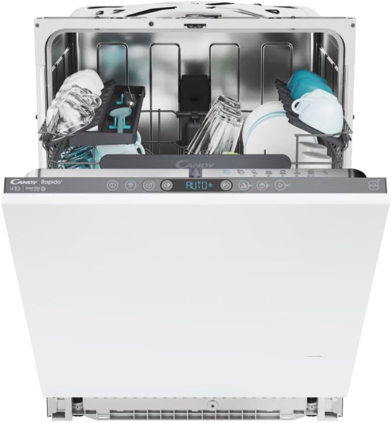 Candy Rapido CI 4C6F0A lavastoviglie da incasso - 14 coperti con 8 programmi e Speed Drive Inverter - Wash e Dry 35 minuti ciclo rapido e app hOn - Bianca 60 x 56 x 82 cm 46 dB