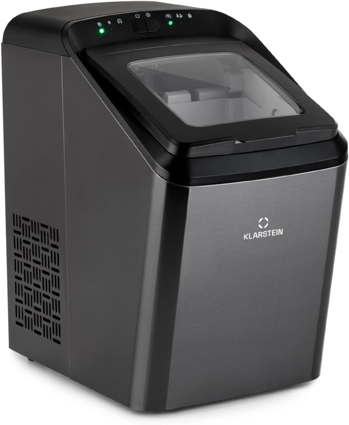 Klarstein Partytime - Macchina per cubetti di ghiaccio fino a 15 kg - Due dimensioni con funzione autopulente - Formato compatto da casa per cocktail e bevande