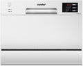COMFEE TD602E-W mini lavastoviglie da tavolo - 6 coperti con 6 programmi di lavaggio - Display LED avvio ritardato fino a 24 ore e Flip Dispenser - Bianca 55,5 x 50 x 43,8 cm 47 dB