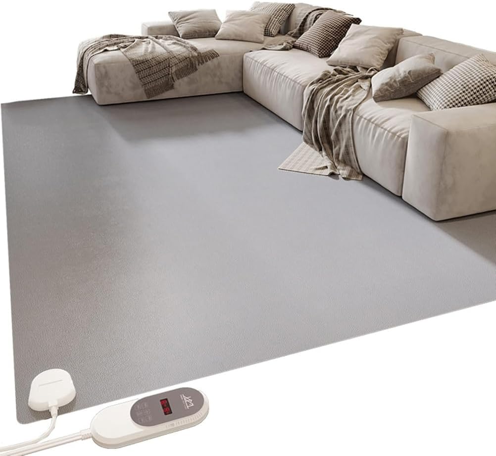SEVOLY tappeto riscaldante elettrico 80 x 150 cm - Riscaldamento a infrarossi per pavimento - Termostato regolabile a 60 livelli - Timer 12 ore e spegnimento automatico