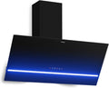 Klarstein Illuminosa cappa aspirante inclinata 90 cm - Portata aria 818 m3 h con 3 velocità e Boost - Touch LED filtro carbone scarico e ricircolo - Nera 90 x 42,5 x 106 cm Classe A plus