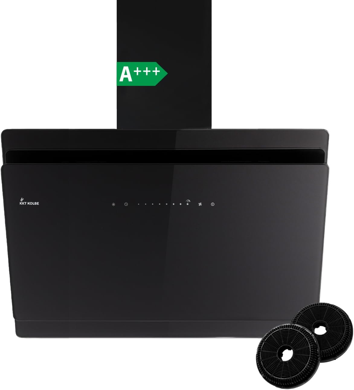 KKT KOLBE SOLO8005S cappa aspirante inclinata 80 cm - Portata aria 782 m3 h con SensorTouch - Timer automatico e illuminazione LED - Vetro nero 80 x 31,6 x 47,2 cm Classe A plus