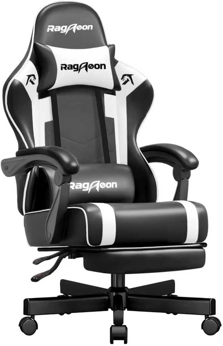 Sedia gaming ergonomica reclinabile - Poggiapiedi poggiatesta e supporto lombare - Inclinazione da 90 a 135 gradi e portata 150 kg - Nera regolabile in altezza