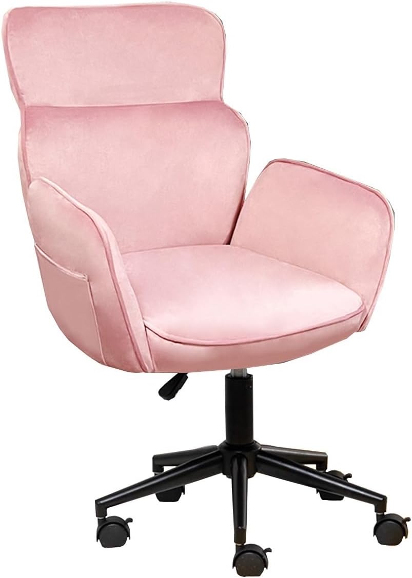 Sedia direzionale ergonomica - Schienale alto con supporto lombare - Reclinabile regolabile con cuscino seduta rinforzato - Rosa per ufficio e studio