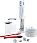 bamix M350 MAXX Set frullatore a immersione 300 W - 2 velocità 18000 e 22000 giri min - 4 utensili processore e 2 bicchieri inclusi - Bianco cromato Made in Switzerland