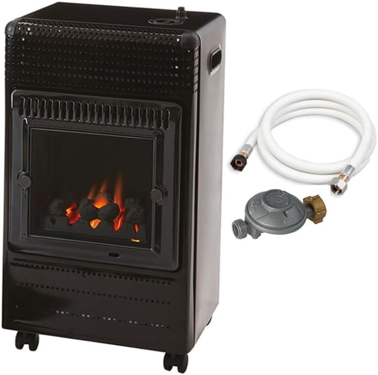 FAVEX Ektor Fire - Riscaldatore supplementare a gas per interni fino a 35 m2 - Tre livelli di potenza con effetto fuoco - Nero con tecnologia Intra Blue e sicurezza ODS