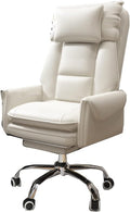 GIZNXBA sedia ufficio ergonomica reclinabile - Schienale alto con poggiapiedi e braccioli - Seduta direzionale regolabile con ruote - Pelle finitura beige B