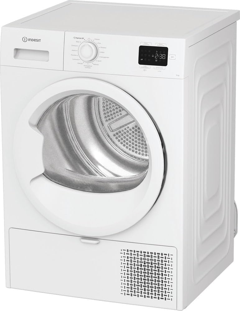 Indesit C YD 92D WW IT asciugatrice a pompa di calore - Capacità 9 kg a libera installazione - Filtro 2 in 1 ciclo veloce Cotone Eco e Refresh - Bianca 59,8 x 60,7 x 84,6 cm