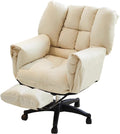 Sedia da ufficio con schienale alto - Seduta imbottita beige con altezza regolabile - Braccioli morbidi e funzione reclinabile - Poltrona ergonomica per sala riunioni