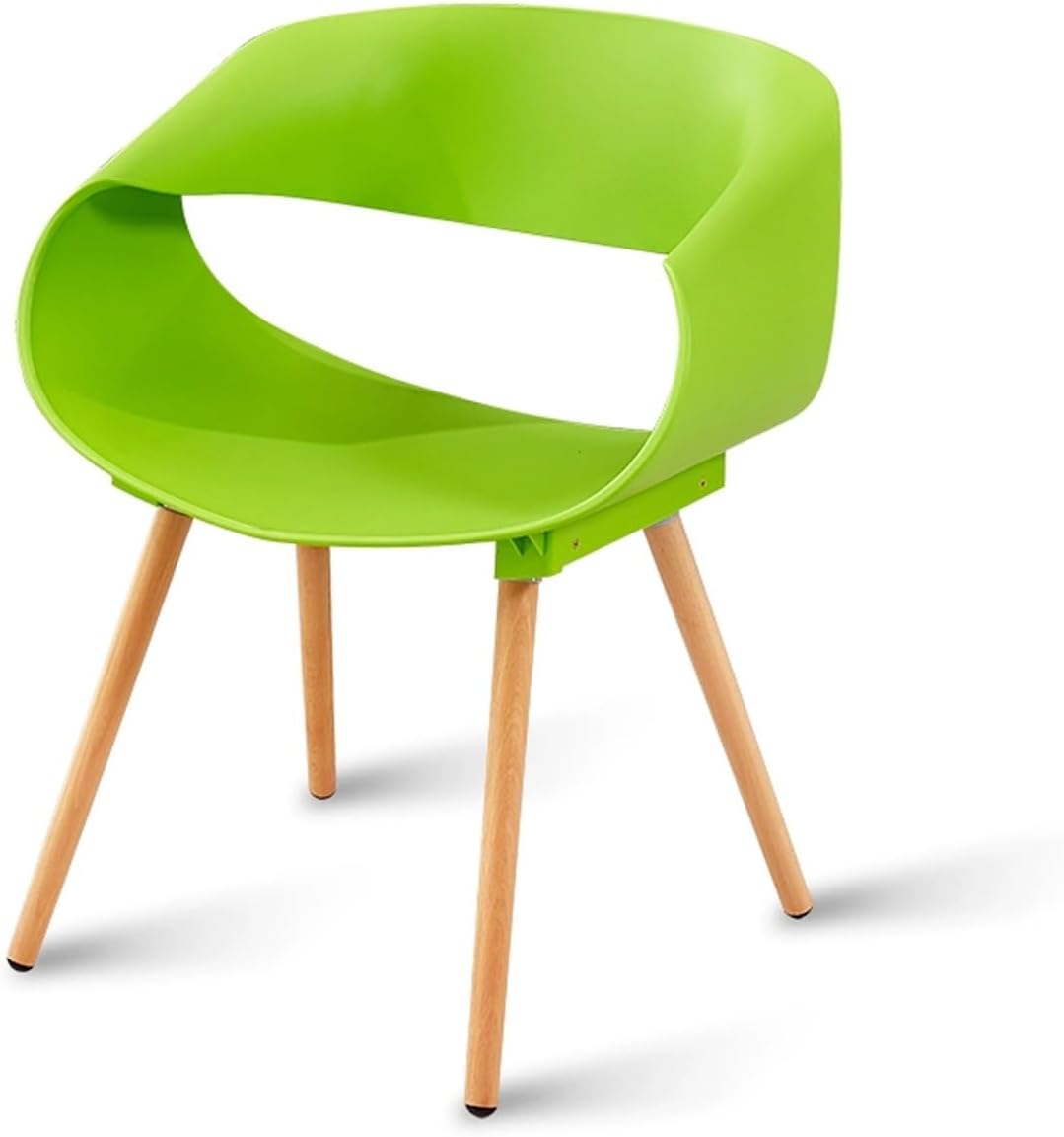 Sedia nordica in plastica - Gambe in legno per casa scrivania e ospiti - Design moderno tinta unita - Colore verde taglia unica