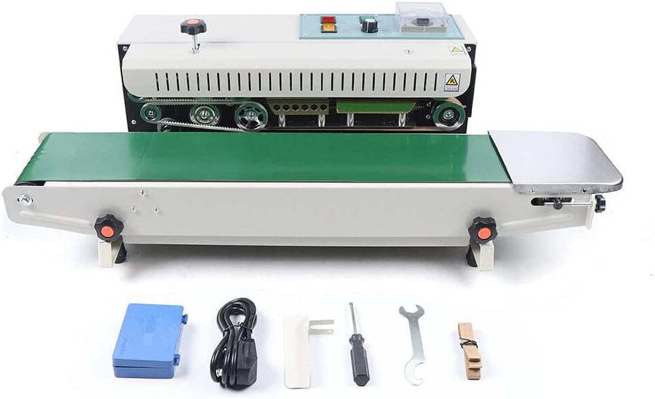 FR-900 sigillatrice continua automatica - Sistema orizzontale per sacchetti senza limite di lunghezza - Struttura in acciaio inox e ferro - Bianco 88 x 41 x 37 cm peso 5 kg