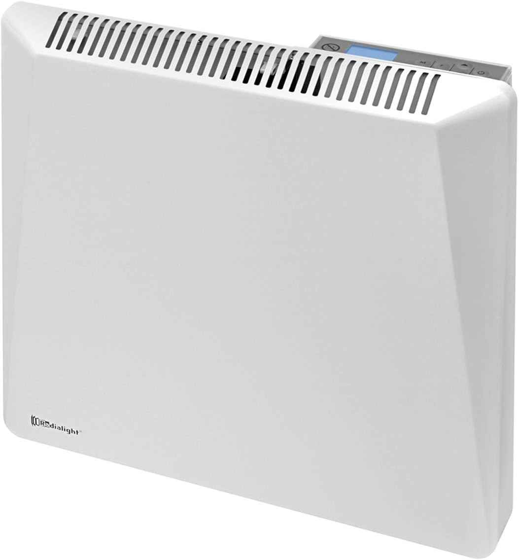 Radialight Sirio termoconvettore elettrico 500 W - Controllo digitale e temperatura programmabile - Protezione umidità IP24 e surriscaldamento - Bianco da parete