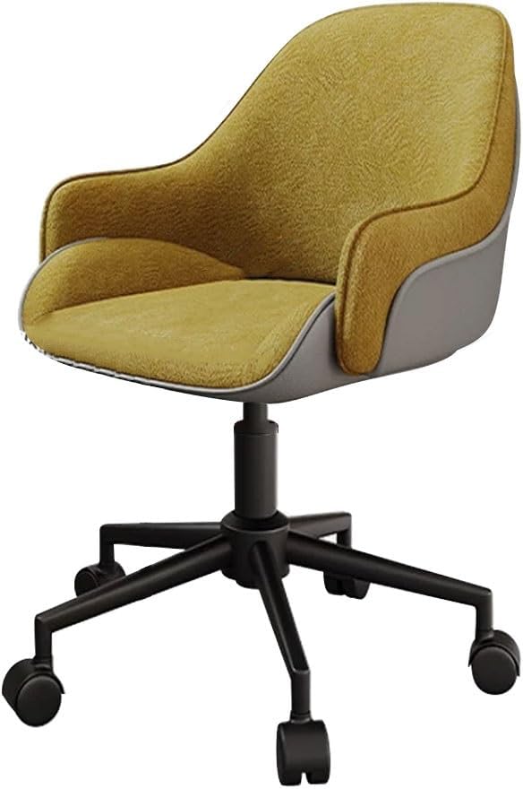 YCKEGEW sedia ufficio girevole con braccioli - Seduta per computer studio e gaming - Struttura con rotelle per lavoro quotidiano - Gialla con gambe nere 70 x 41 x 56 cm
