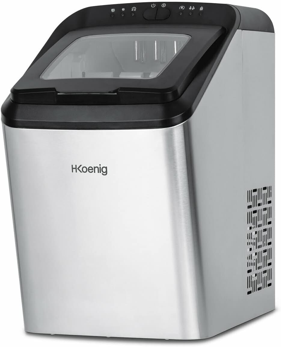 H Koenig KBP40 - Macchina per cubetti di ghiaccio professionale 15 kg al giorno - Due formati con produzione in 6 minuti - Serbatoio 2.8 L collegabile al rubinetto 145 W