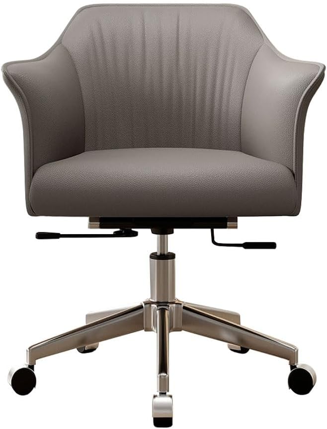 YCKEGEW sedia direzionale ergonomica - Braccioli e supporto lombare con schienale medio - Cuscino imbottito in pelle per ufficio - Grigio scuro 70 x 41 x 56 cm