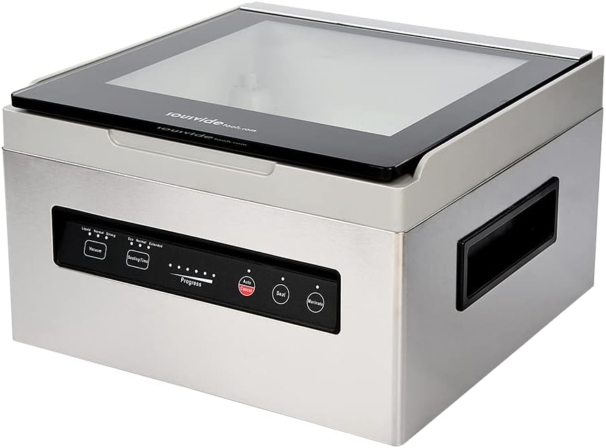 Sous Vide Tools Iv3.0 Confezionatrice sottovuoto a camera - Corpo in acciaio inossidabile - Formato compatto 35,3 x 36,3 x 21,8 cm - Nero argento peso 12,2 kg per alimenti