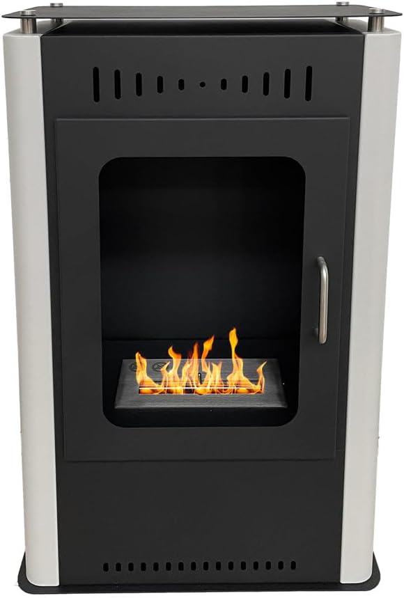 Asia - Stufa a bioetanolo da interno 50 x 27 x 80 cm - Riscaldamento fino a 25 m2 senza ventilazione - Bianca da pavimento con peso 24 kg