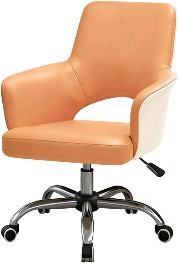 YCKEGEW - Sedia da ufficio ergonomica in pelle grigio scuro e beige - Altezza regolabile con ruote e braccioli - Seduta girevole 70 x 41 x 56 cm