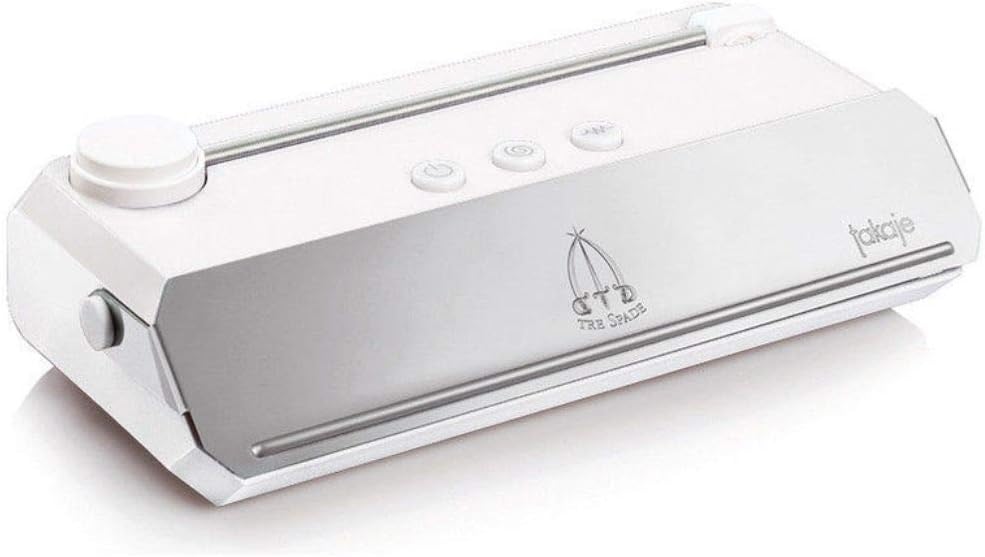 Tre Spade Takaje Confezionatrice sottovuoto - Macchina elettrica con funzionamento a cavo - Formato compatto peso 1,5 kg - Bianca per conservazione e preparazione alimenti
